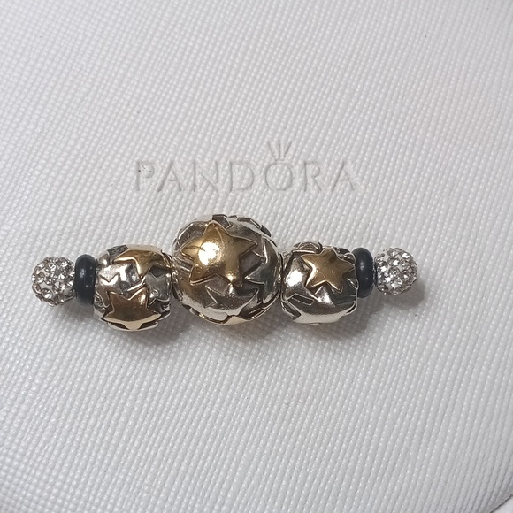 Pandora XL Silver 14k Vintage Golden Star Two Tone Charm - Picture 3 of 9